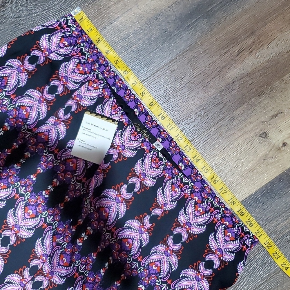 Bob Mackie nwt purple patterned pull on midi skirt - Picture 5 of 5